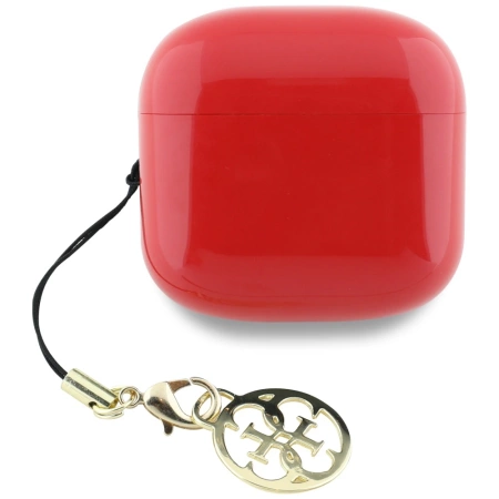 TWS Guess Kopfhörer mit klassischem Logo- und Charm-Aufdruck, glänzender Effekt, Rot