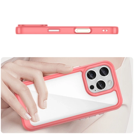 Etui Outer Space Case z żelową ramką do iPhone 16 Pro Max - czerwone