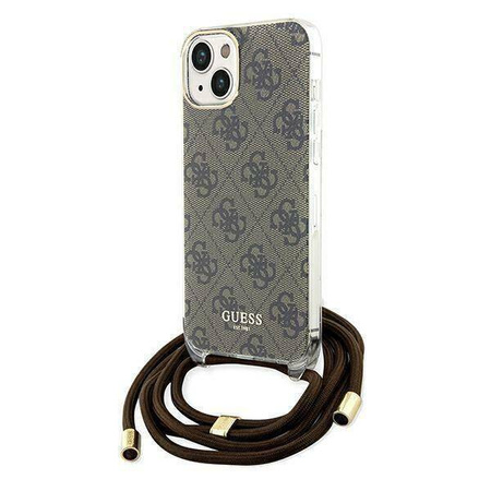 Guess Crossbody Cord 4G Print Hülle für iPhone 15 / 14 / 13 – braun