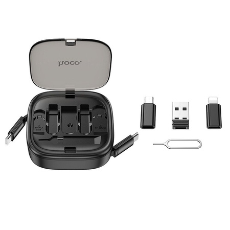 HOCO kabel All-in-one zwijany w zestawie z wymiennymi końcówkami PD 3A 60W U140 0,95 m czarny