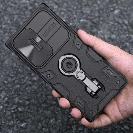 Nillkin CamShield Armor Pro Case etui Samsung Galaxy S23 Ultra pancerny pokrowiec z osłoną na aparat ring podstawka czarne