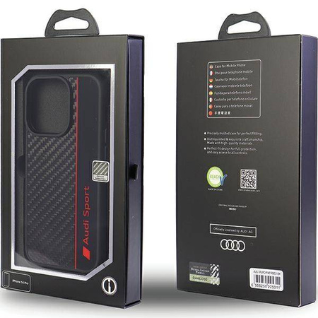 Audi Carbon Fiber Stripe iPhone 14 Pro 6,1" schwarz/schwarz Hardcase AUS-TPUPCIP14P-R8/D1-BK