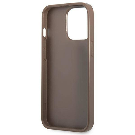 Case IPHONE 13 PRO Guess Hardcase 4G Triangle Logo Cardslot (GUHCP13LP4TPW) brown