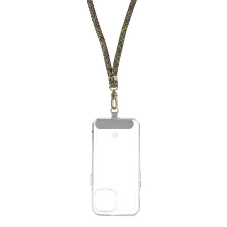 Zawieszka SWING (8mm) do telefonu z regulacją długości / długość sznura 165cm (max 82,5cm w pętli) / na ramię lub szyję - szaro zielono różowy