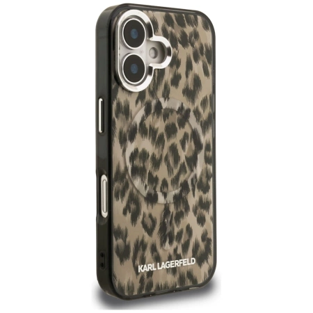Karl Lagerfeld IML Leopard Pattern MagSafe Case for iPhone 16 - Brown