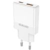 JELLICO Netz-Ladegerät EU57 PD 20W 1xUSB-C + 1xUSB QC3.0 + Kabel USB-C - Lightning weiss