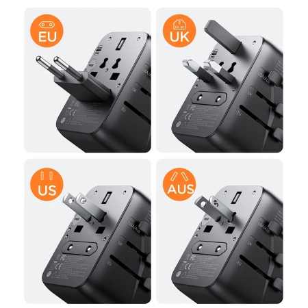 Joyroom JR-TCW02 65W Travel Adapter Universal EU / US / JP / AU / UK / CN - Black