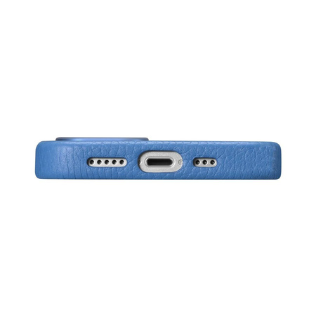 iCarer Litchi Premium Leather Case skórzane etui iPhone 14 magnetyczne z MagSafe jasnoniebieski (WMI14220709-LB)