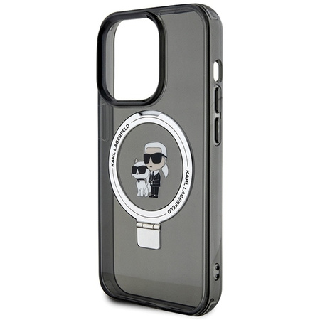 Etui Karl Lagerfeld Ring Stand Karl&Choupettte MagSafe do iPhone 13 Pro - czarne