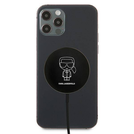 Karl Lagerfeld bezprzewodowa ładowarka indukcyjna (kompatybilna z MagSafe) 15W + kabel USB Typ C czarny (KF000566-0)