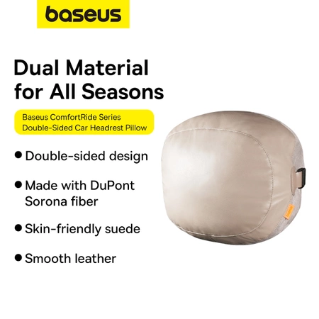 Baseus ComfortRide Series Auto-Kopfstützenkissen mit 2 Materialien – Beige