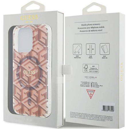 Oryginalne Etui GUESS Hardcase GUHMP15LHGCUSTGP do iPhone 15 Pro (Kompatybilny z Magsafe / IML GCUBE / różowy)