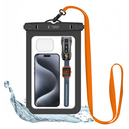 Etui Tech-Protect Universal Waterproof Case UWC9 8.9" pomarańczowo - czarne