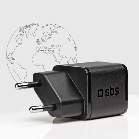 SBS TETRGAN1C20K 20W GaN USB-C Wandladegerät mit Power Delivery – Schwarz