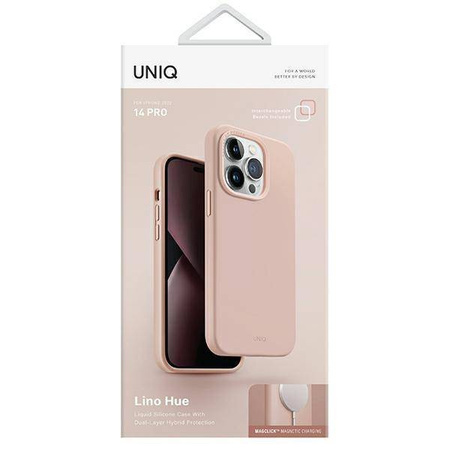UNIQ etui Lino Hue iPhone 14 Pro 6,1" Magclick Charging rózowy/blush pink