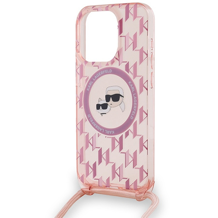 Karl Lagerfeld KLHMP15LHCKCKLCP iPhone 15 Pro 6.1" różowy/pink hardcase IML Crossbody Monogram Karl & Choupette Head MagSafe