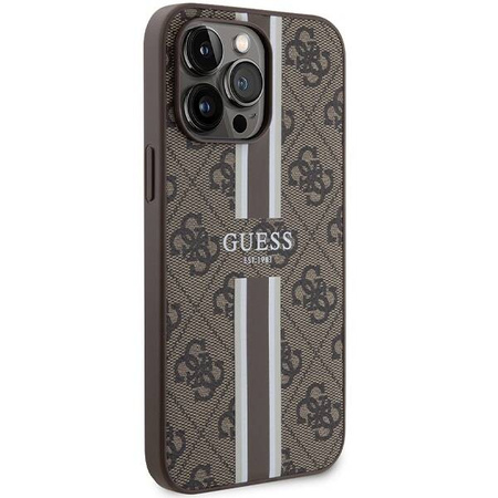 Guess 4G Printed Stripes MagSafe-Hülle für iPhone 15 Pro Max – braun