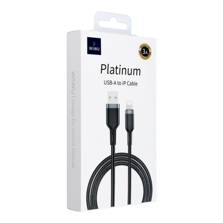 WiWU - Kabel USB serii Platinum Wi-C019 USB A do Lightning 3A 1,2m - czarny