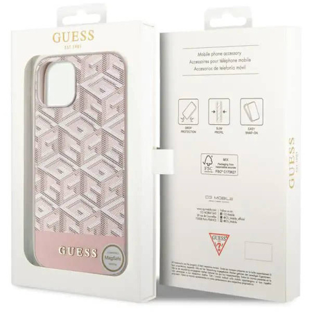 Guess GUHMP14SHGCFSEP iPhone 14 6.1&quot; pink/pink hard case GCube Stripes MagSafe