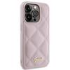 Guess Quilted Metal Logo Hülle für iPhone 15 Pro – Rosa