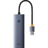 Hub USB-A 4w1 Baseus UltraJoy 3 x USB-A 3.0 + RJ45 - szary