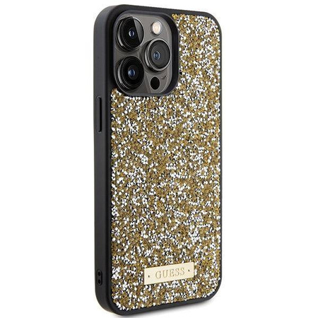 Guess nakładka do iPhone 15 Pro 6,1" GUHCP15LPFGSBSD żółta HC Rhinestone Metal Logo