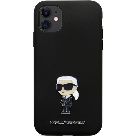 Karl Lagerfeld nakładka do iPhone 11 KLHCN61SMHKNPK czarna HC Silicone Ikonik Metal Pin