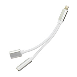 Adapter HF/audio + ładowanie do iPhone Lightning 8-pin do Jack 3,5mm srebrny