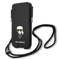 Karl Lagerfeld Handtasche KLHCP12MOPHKMK 6.1" schwarz / schwarzes Hardcase Saffiano Ikonik Karl`s