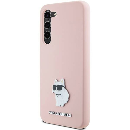 Oryginalne Etui KARL LAGERFELD hardcase Silicone Choupette Metal Pin KLHCS24MSMHCNPP do Samsung Galaxy S24 Plus różowy