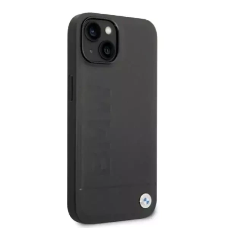 Original Handyhülle IPHONE 14 PLUS BMW Leather Stamp MagSafe (BMHMP14MSLLBK) schwarz