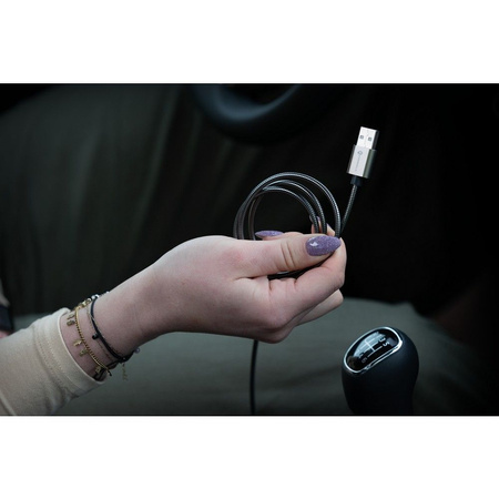 Kabel USB A do USB C Forcell F-Energy QC4.0 3A 66W Metal 2 m C234 srebrny