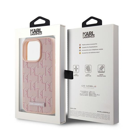 Karl Lagerfeld KLHMP15LPKHPORPP iPhone 15 Pro 6.1" hardcase różowy/pink Leather Monogram Metal Logo