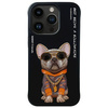Nimmy etui iPhone 15 Pro 6.1"             czarny/black Glasses Cool Dog