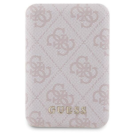 Zestaw Guess GUBPM5P15X4GEMGP iPhone 15 Pro Max 6.7" hardcase + Powerbank 5000mAh MagSafe różowy/pink 4G Metal Logo