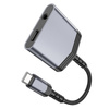 HOCO adapter AUX 2w1 Typ C do Typ C / Jack 3,5 mm 27W LS39 szary