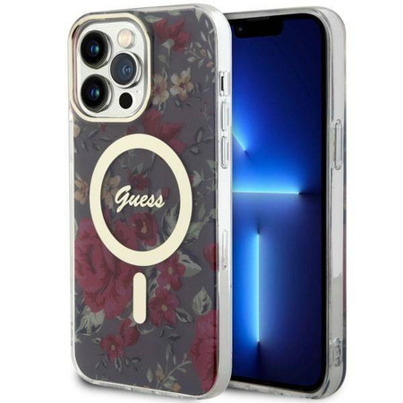 Guess GUHMP14XHCFWSA iPhone 14 Pro Max 6,7" grün/khaki Hardcase Flower MagSafe