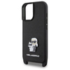 Original Handyhülle IPHONE 16 Karl Lagerfeld Hardcase Saffiano Karl&Choupette Metal Pin CBDY Strap (KLHCP16SSAKCPBK) schwarz