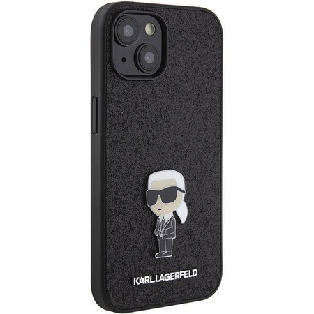 Etui Karl Lagerfeld Fixed Glitter Ikonik Logo Metal Pin do iPhone 15 - czarne