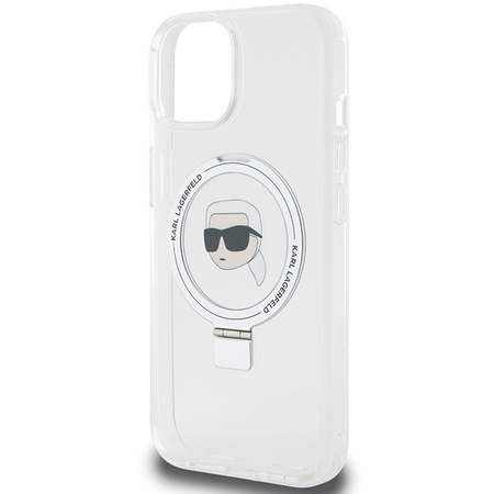 Etui Karl Lagerfeld Ring Stand Karl Head MagSafe do iPhone 15 - białe