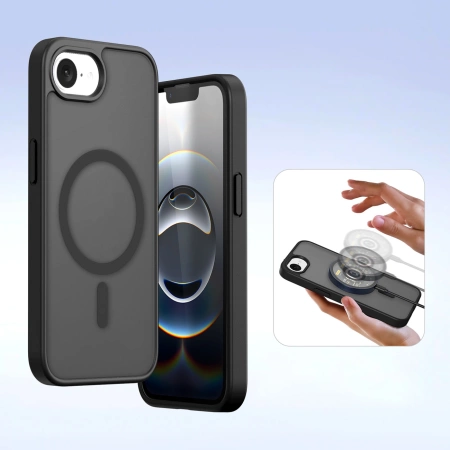 Dux Ducis Lawa iPhone 16e Lederhülle mit abnehmbarer magnetischer Brieftasche - Schwarz