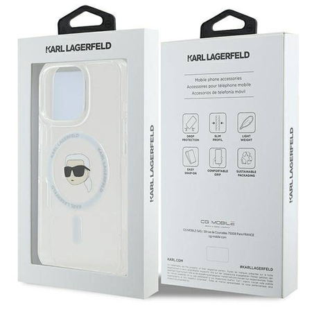 Karl Lagerfeld nakładka do iPhone 16 Pro 6,3&quot; KLHMP16LHLSKIH biała Hardcase IML Metal Karl Head MagSafe