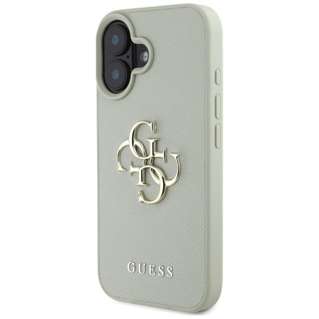 Schutzhülle IPHONE 16 Guess Grained Big 4G Logo Small Classic Logo grün