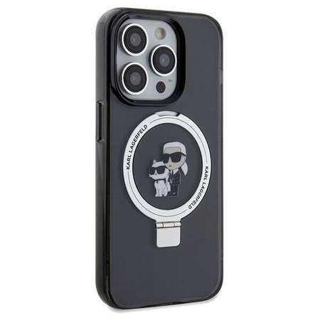 Original Handyhülle IPHONE 13 PRO MAX Karl Lagerfeld Hardcase Ring Stand Karl&Choupettte MagSafe (KLHMP13XHMRSKCK) schwarz