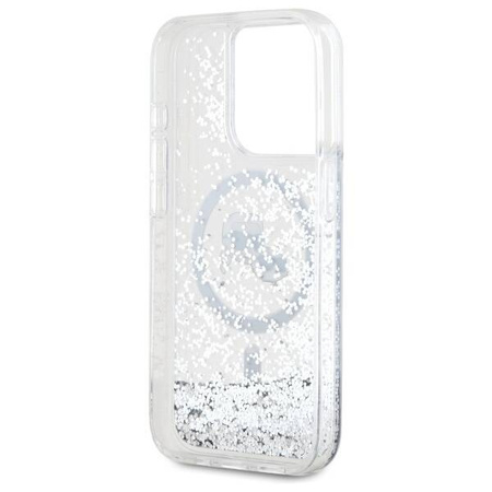 Original Case IPHONE 15 PRO Karl Lagerfeld Hardcase Liquid Glitter Karl&Choupette Head MagSafe (KLHMP15LLGKCSGH) transparent
