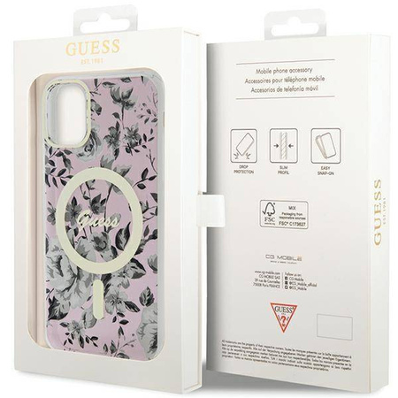 Guess GUHMN61HCFWSP iPhone 11 / Xr 6,1" rosa/rosa Hardcase Flower MagSafe