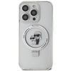 Original Handyhülle IPHONE 15 PRO MAX Karl Lagerfeld Hardcase Ring Stand Karl&Choupettte MagSafe weiß