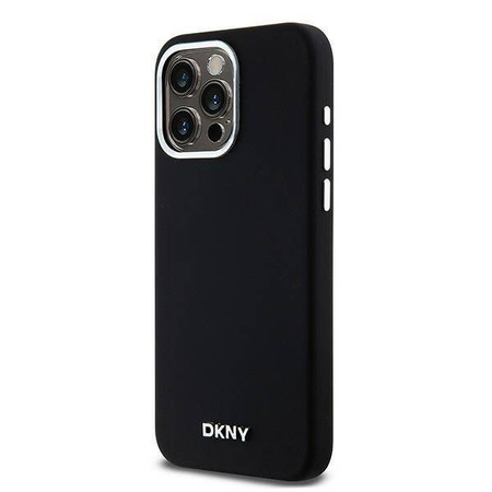 Etui DKNY Liquid Silicone Small Metal Logo MagSafe na iPhone 14 Pro Max - czarne