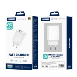 JELLICO wall charger EU13 GaN PD 30W 1xUSB-C + 1xUSB QC3.0 White