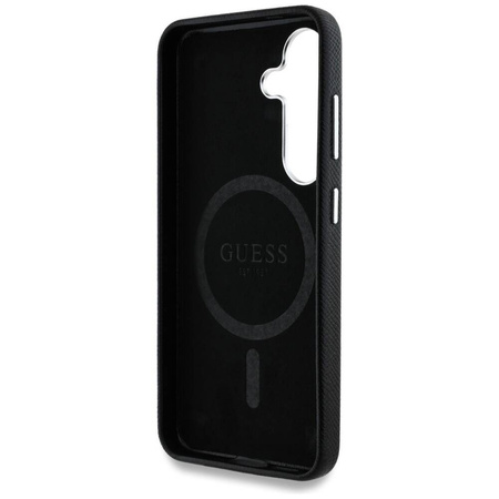 Oryginalne Etui SAMSUNG GALAXY S25 Guess Grained Triangle Logo MagSafe czarne